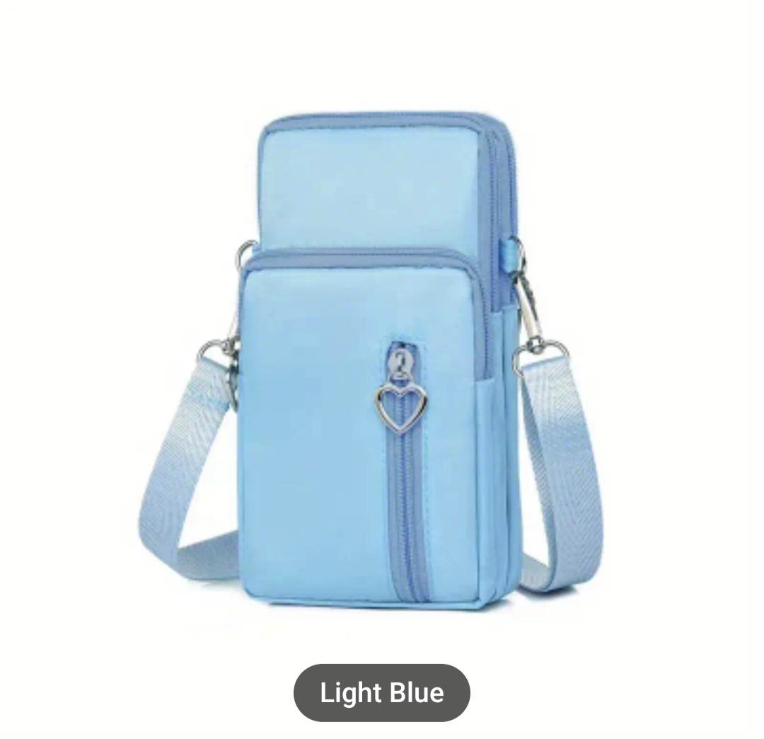 Stylish Mobile Phone Waterproof Crossbody Bag, Hands-free Phone Holder, Dog Walk