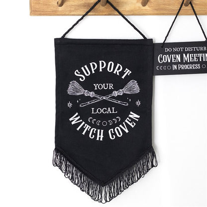 Support Your Local Witch Coven Hanging Fabric Banner