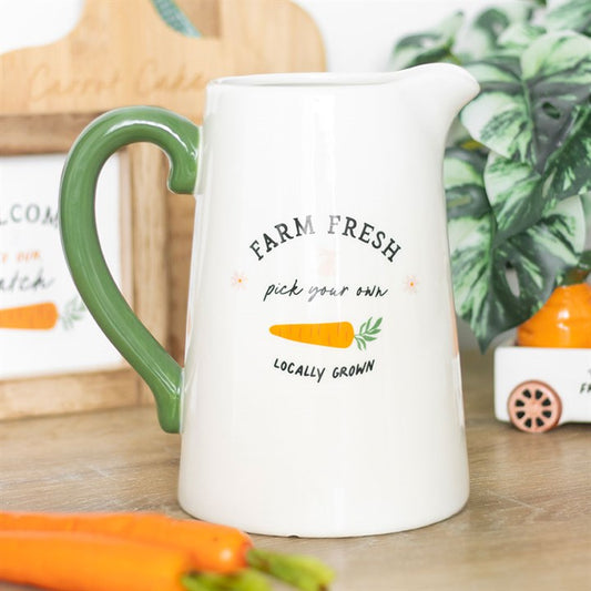 Farm Fresh Carrot Patch Ceramic Flower Jug