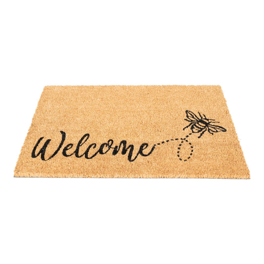 Coir Doormat with Welcome & Bee