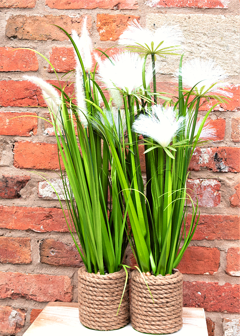 Set of 2 Artificial Standing Grass in Roped Pot