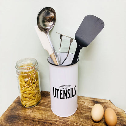 General Store Round Metal Utensil Holder 17x12.5cm