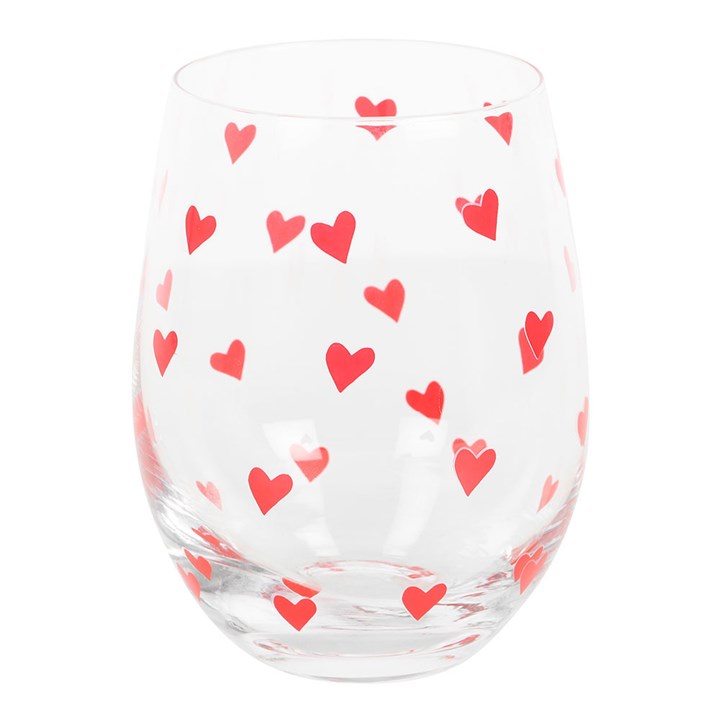 Heart Print Stemless Glass