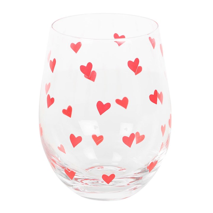 Heart Print Stemless Glass