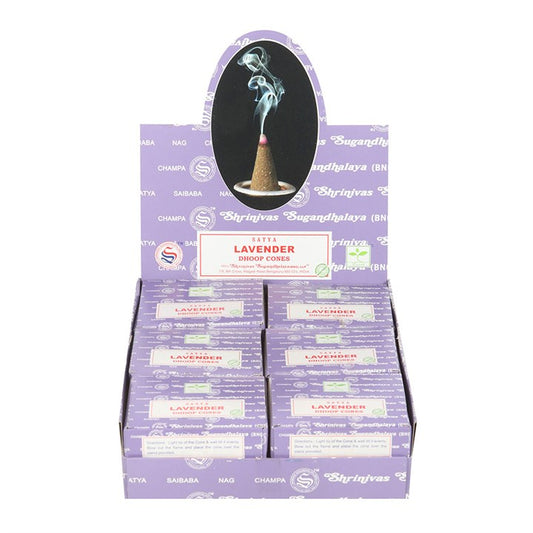 12 Packs of Lavender Dhoop Incense Cones by Satya