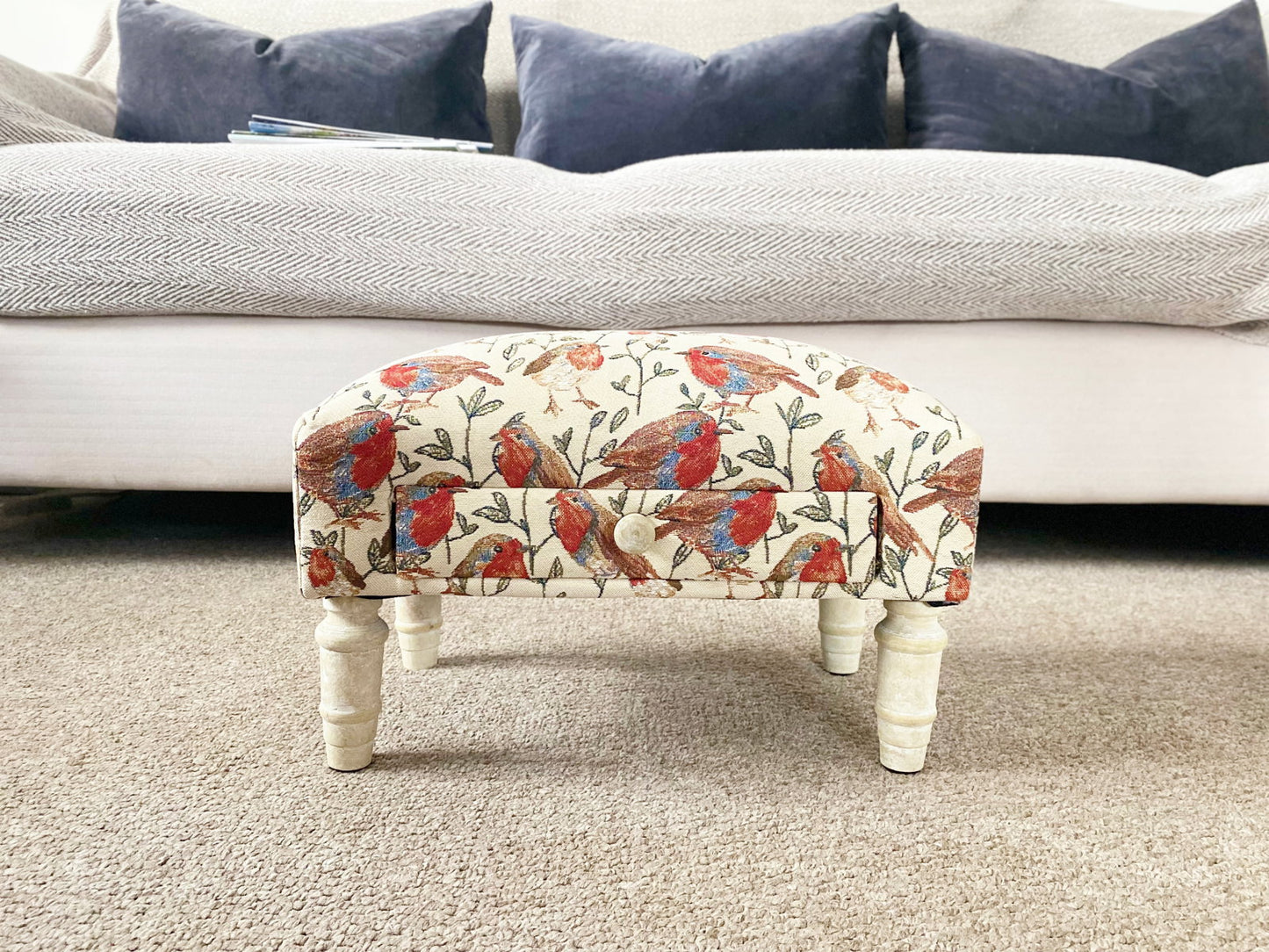 Robin Fabric Footstool with Drawer