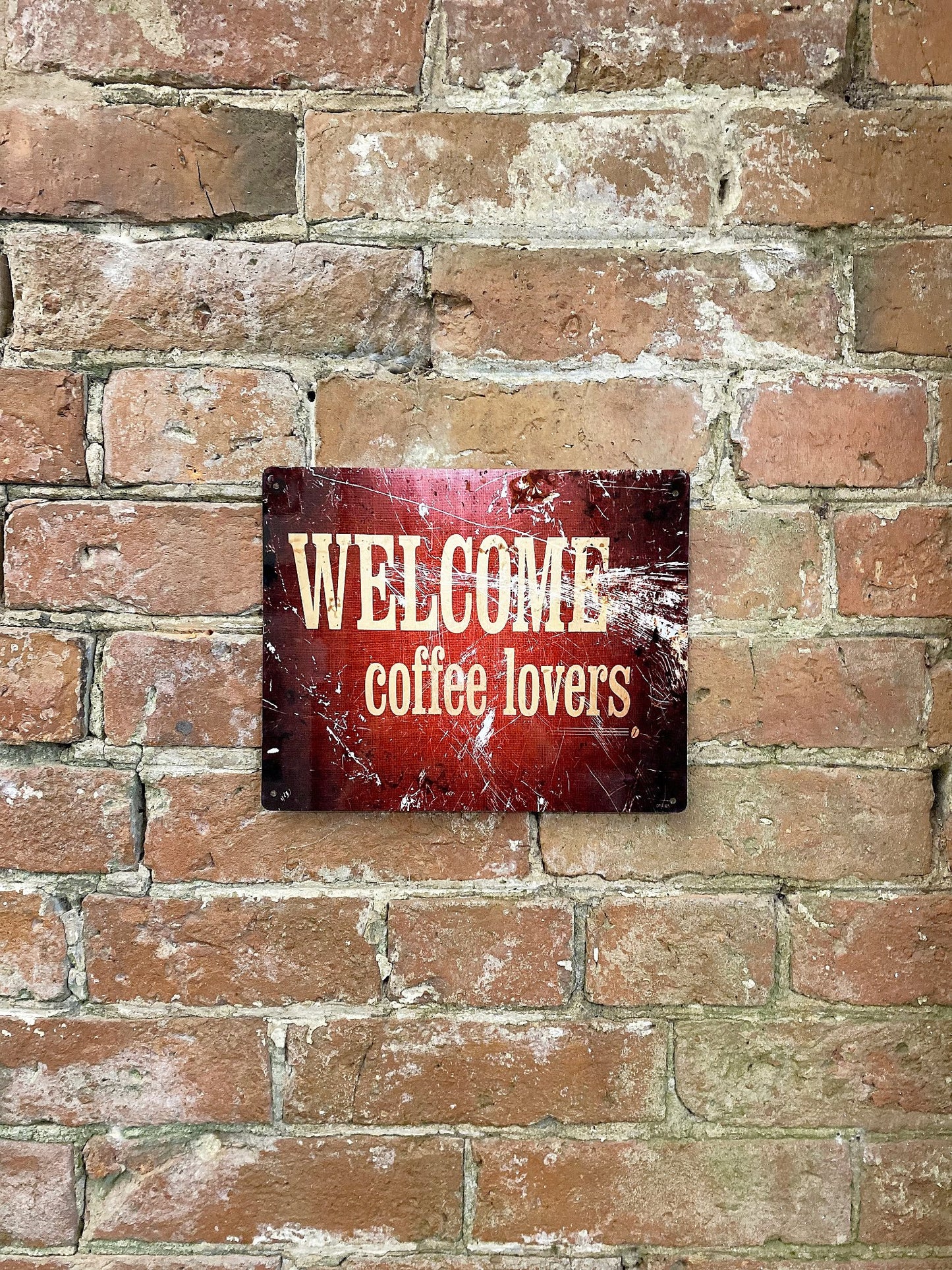 Metal Sign Plaque - Welcome Coffee Lovers