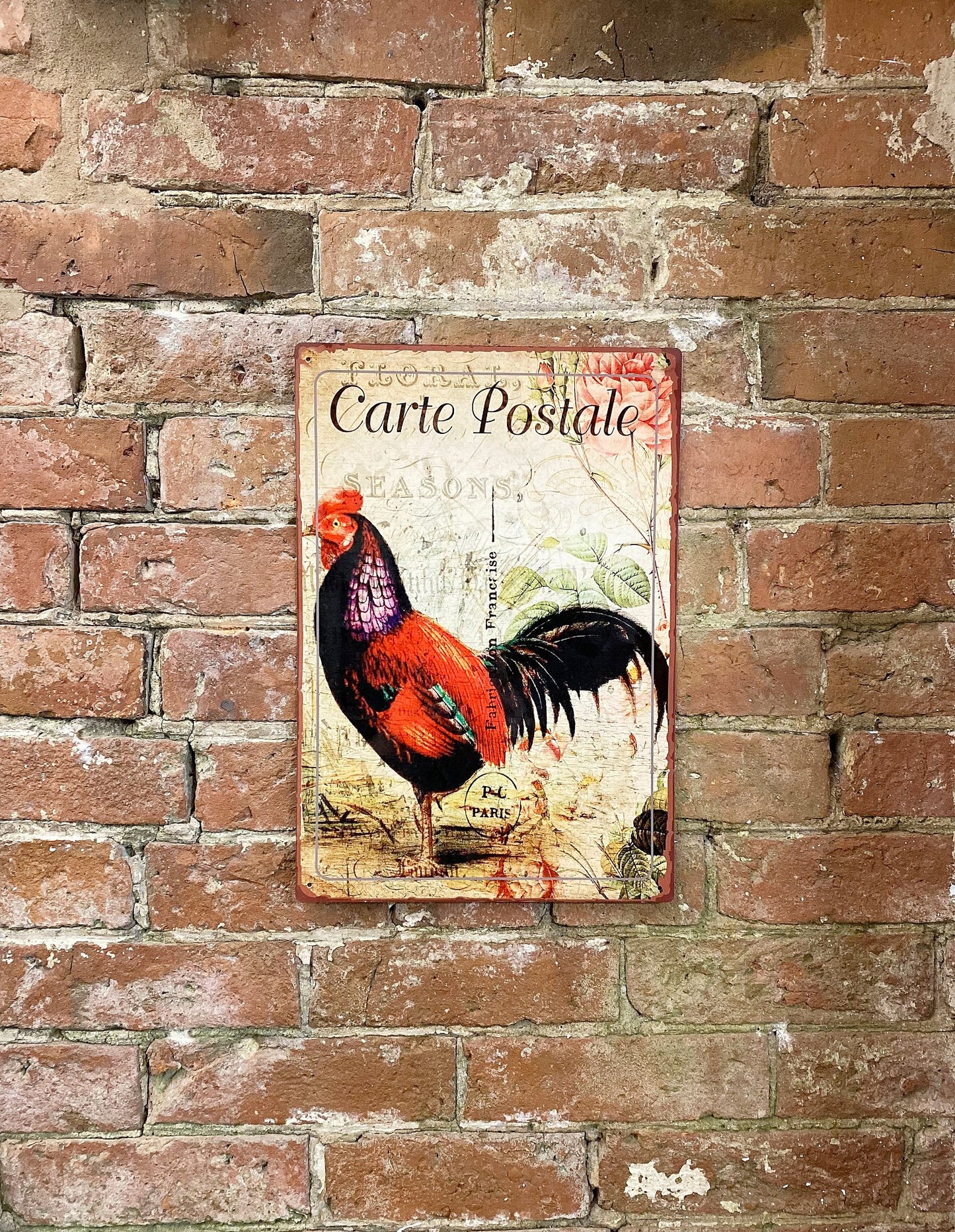 Metal Propaganda Wall Sign - Cockerel French Hen Chicken