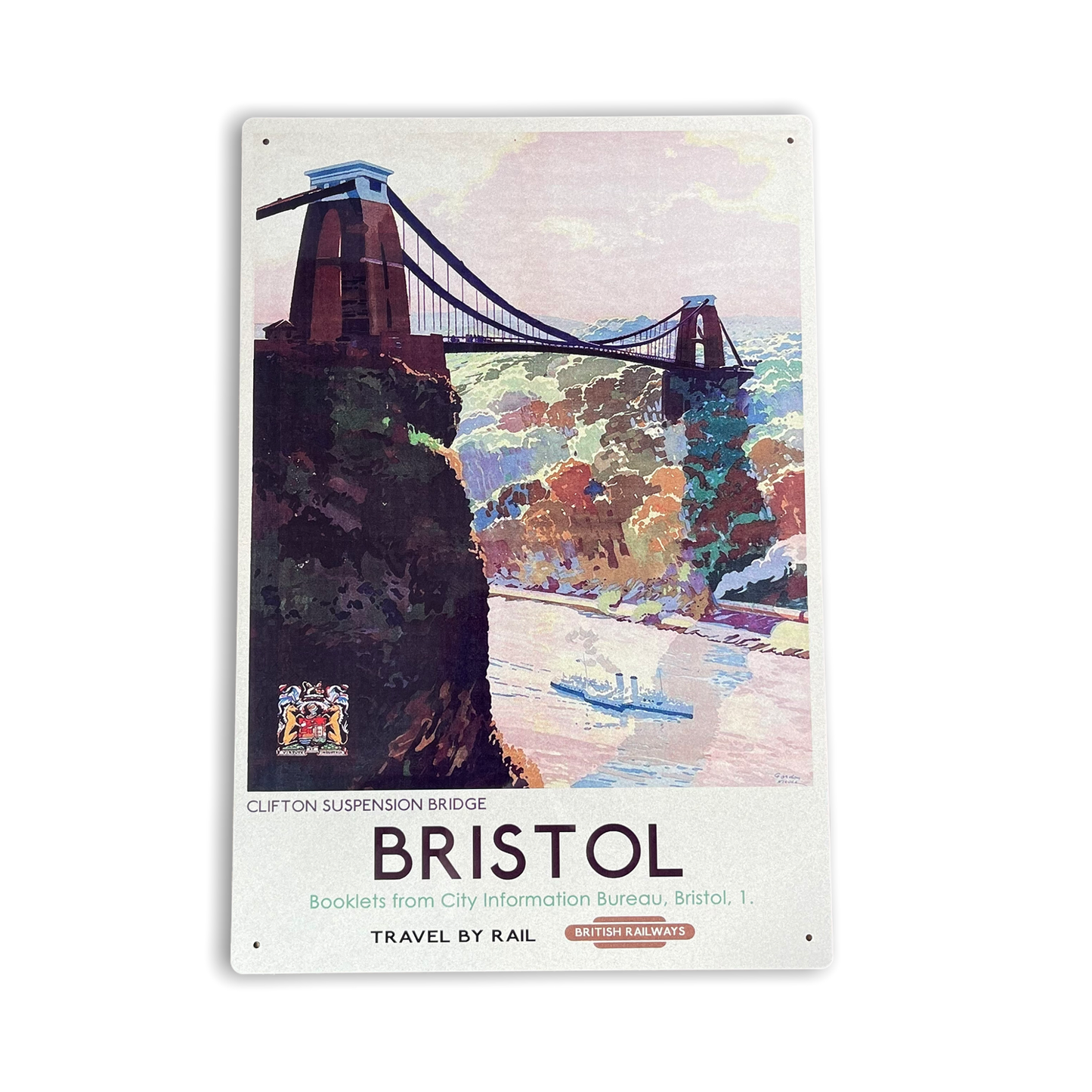 Vintage Metal Sign - British Railways Retro Advertising, Bristol Clifton Suspension Bridge