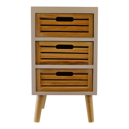 3 Drawer Unit In White With Natural Wooden Drawers With Removable