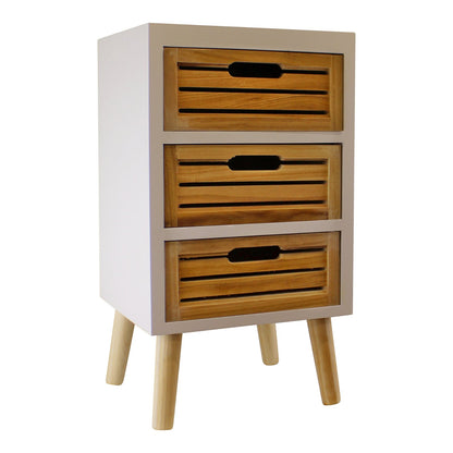 3 Drawer Unit In White With Natural Wooden Drawers With Removable