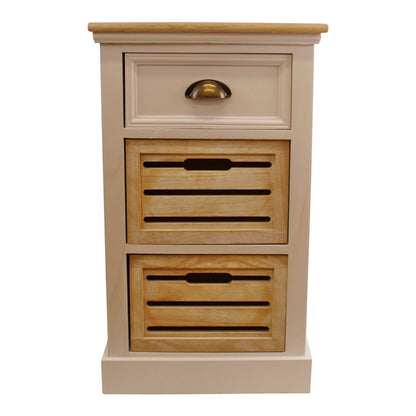 Contemporary Natural & White Chest Of Drawers, 3 Drawers