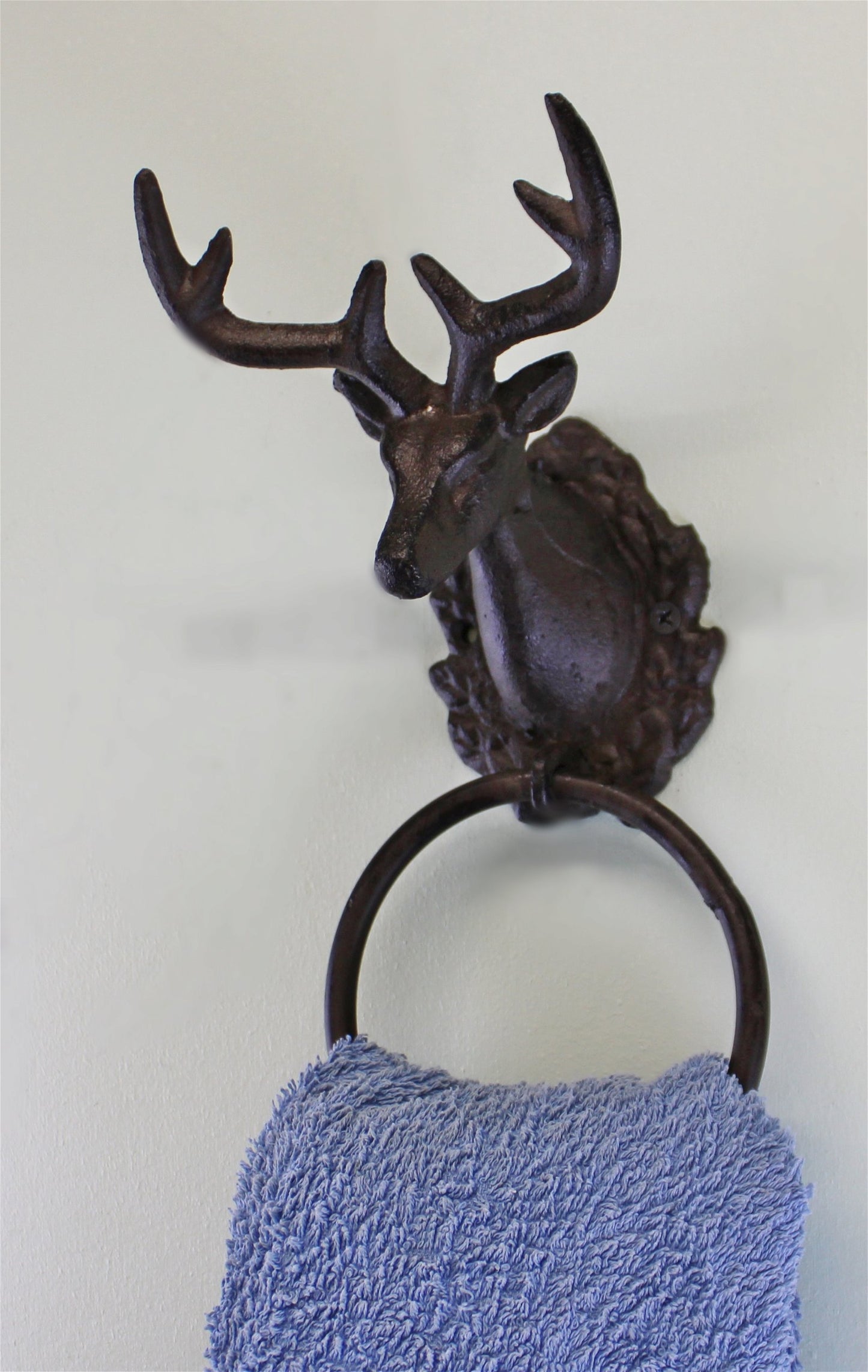 Cast Iron Rustic Towel Ring, Stag Head Design