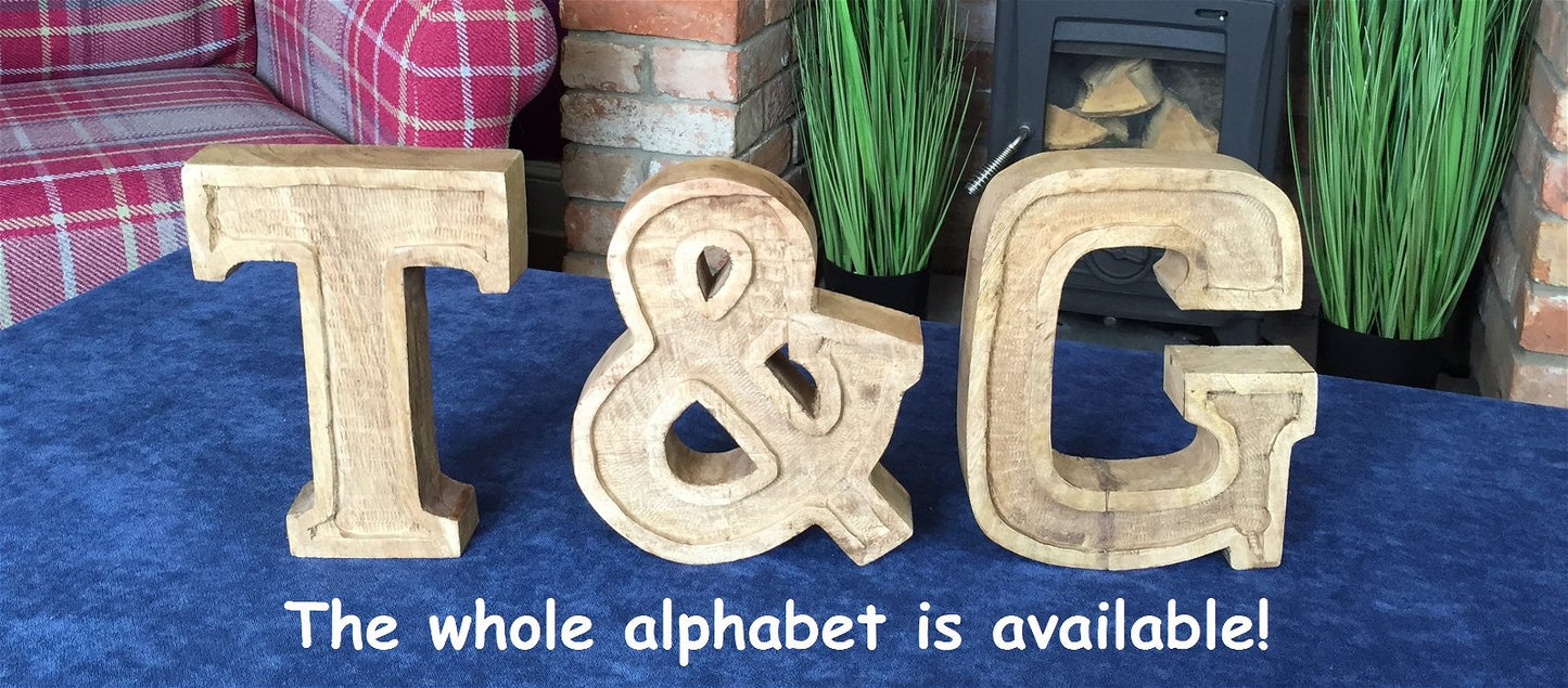 Hand Carved Wooden Embossed Letter G