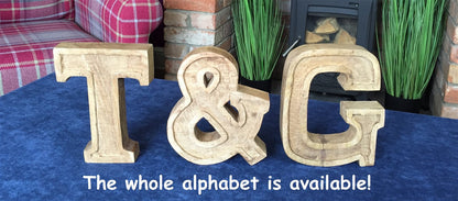 Hand Carved Wooden Embossed Letter E