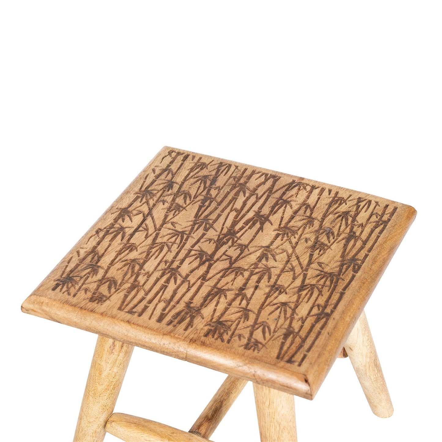 Bamboo Design Wooden Stool 25cm