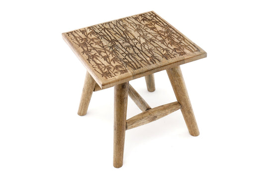 Bamboo Design Wooden Stool 25cm