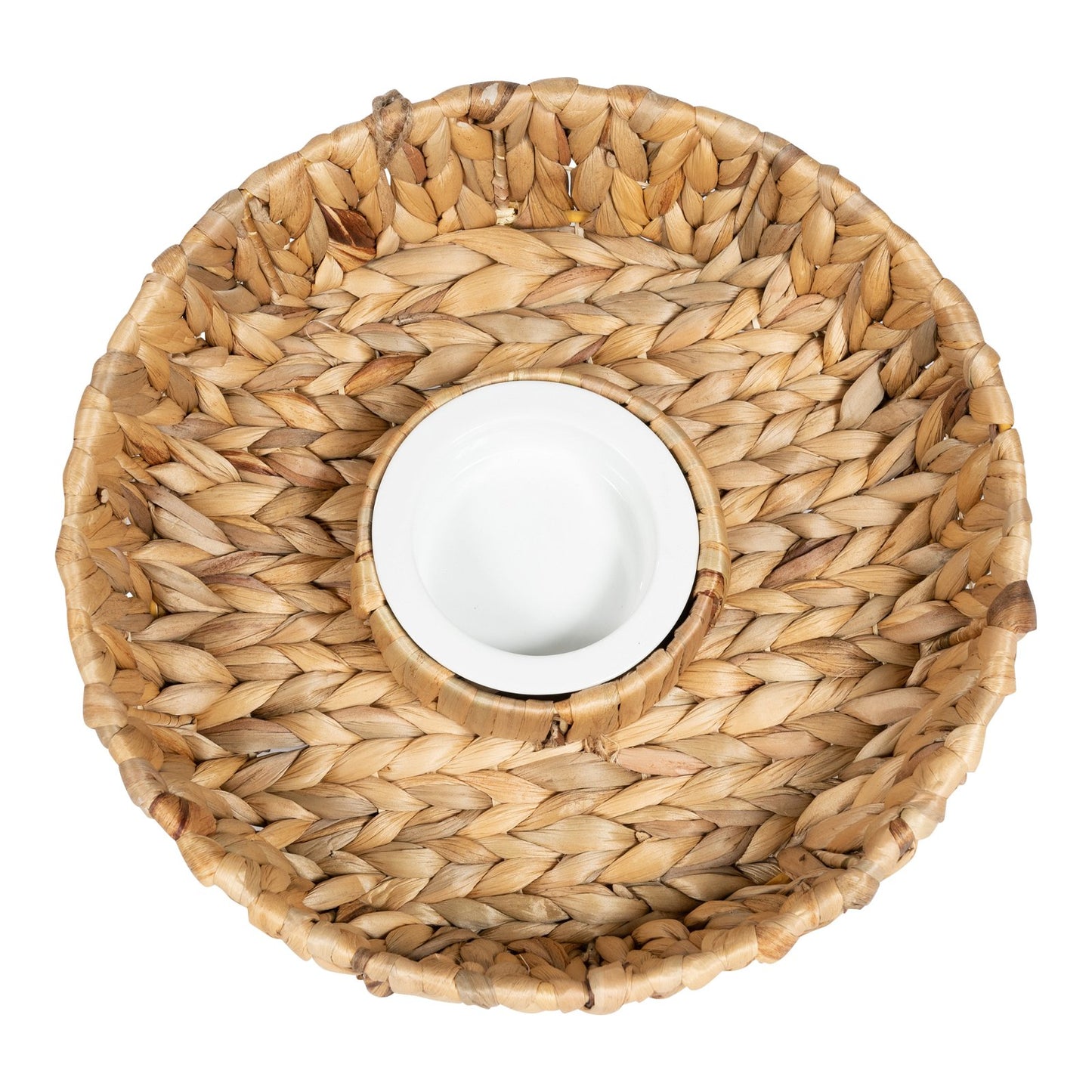 Circular Raffia Weaved Chip & Dip Tray 35cm