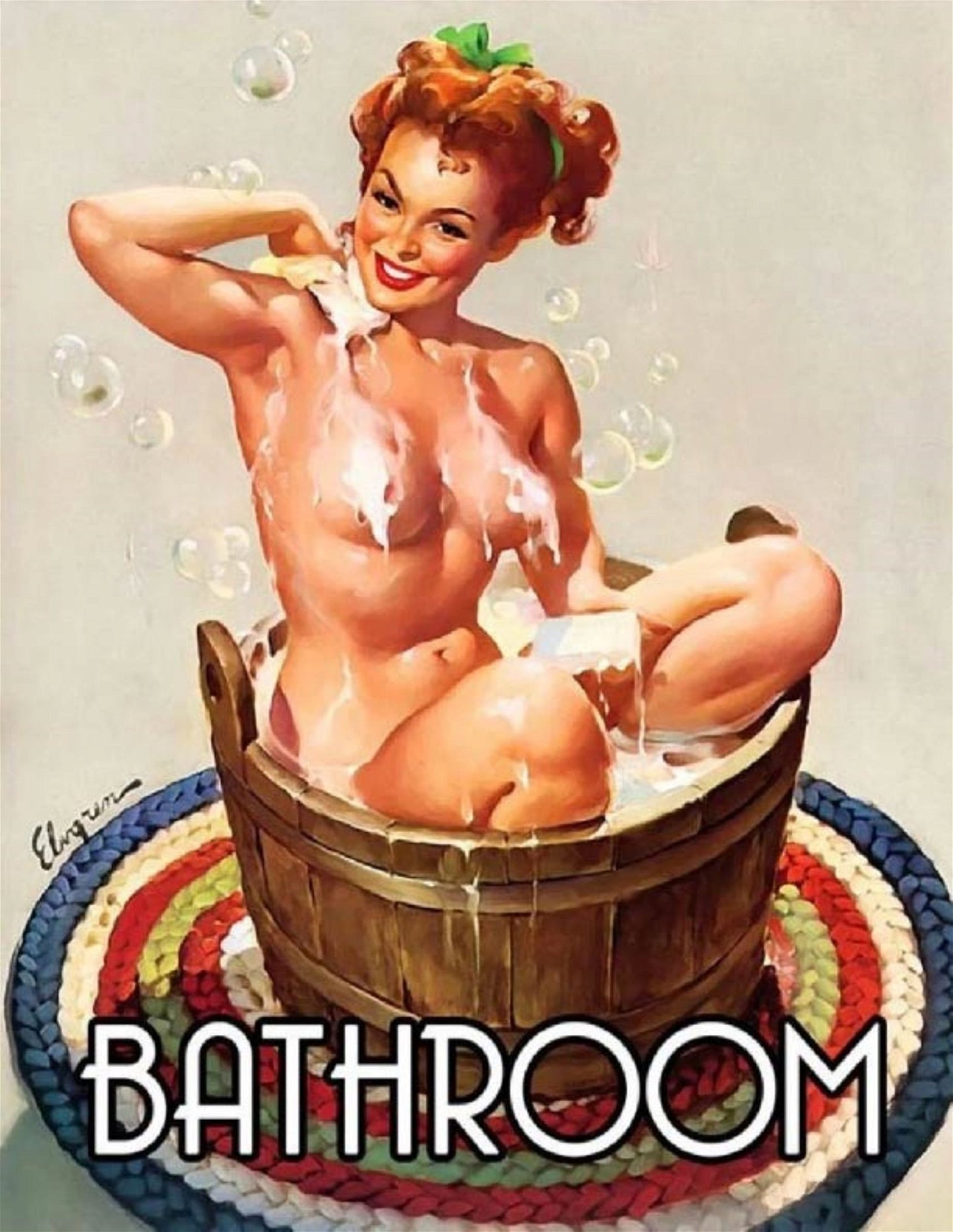 Small Metal Sign 45 x 37.5cm Vintage Retro Bathroom