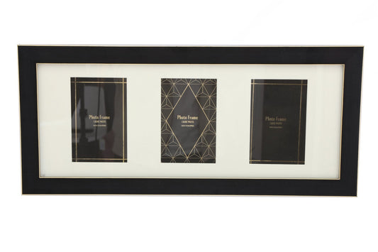 Black And Gold Triple Photo Frame 4x6"