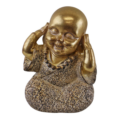 Set of 3 Gold Buddha Ornaments, See No Evil, Hear No Evil, Speak No Evil