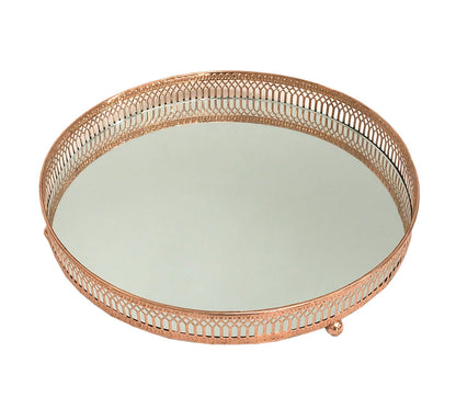 Copper Coloured Mirror Candle Plate