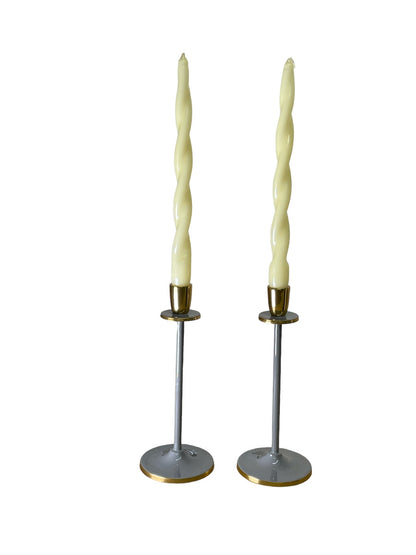 Glossy Grey Irina Candlestick, Set of 2, 20cm