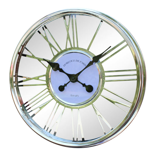 Large Silver Wall Clock 45cm