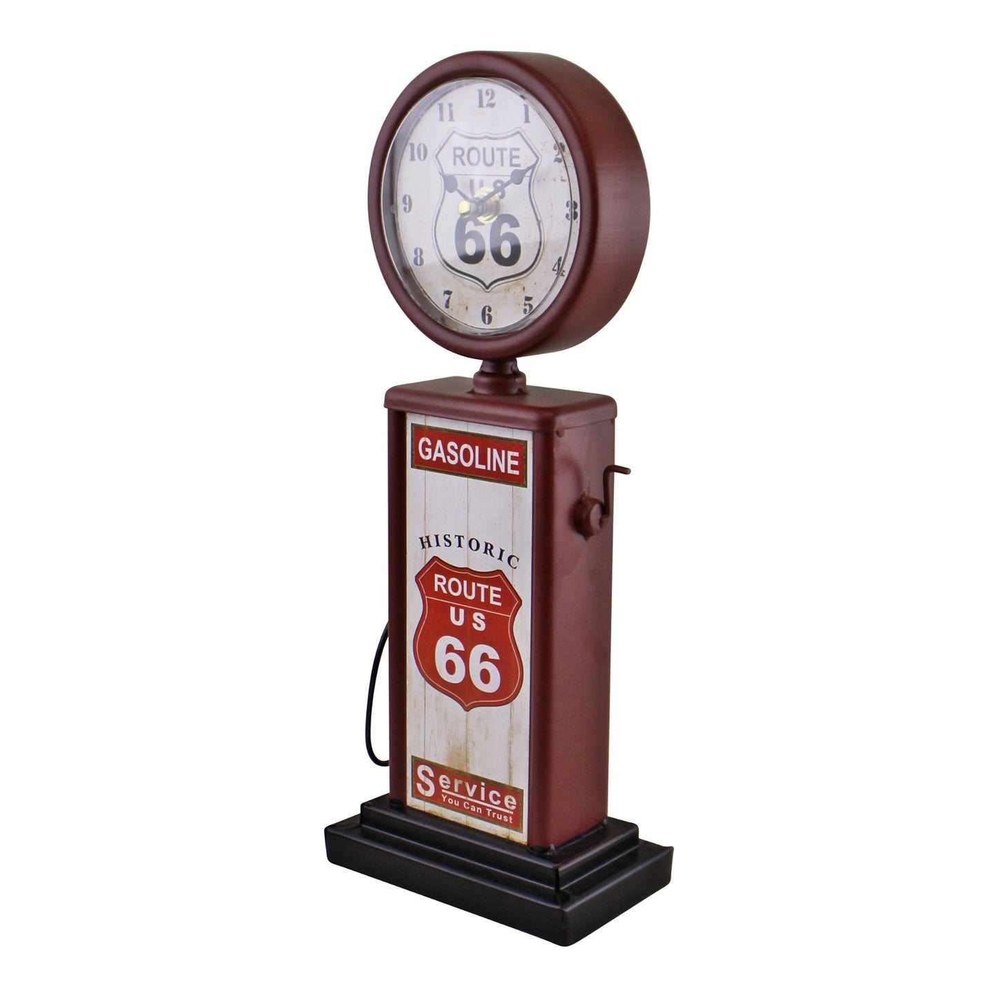 Retro Gas Pump Clock, Red 13x34cm