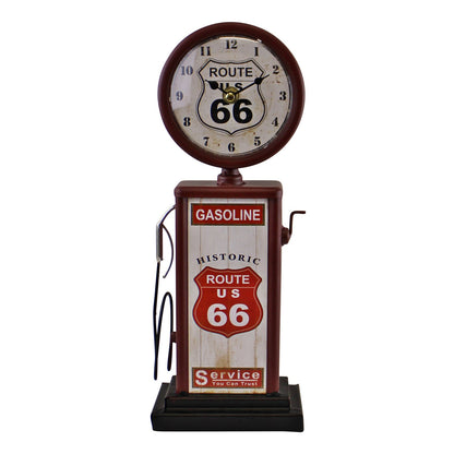 Retro Gas Pump Clock, Red 13x34cm