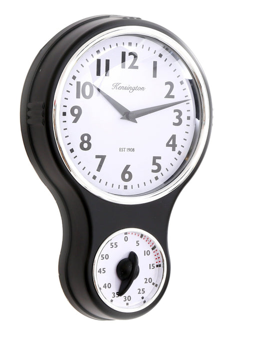 Black Kensington Wall Clock With Timer