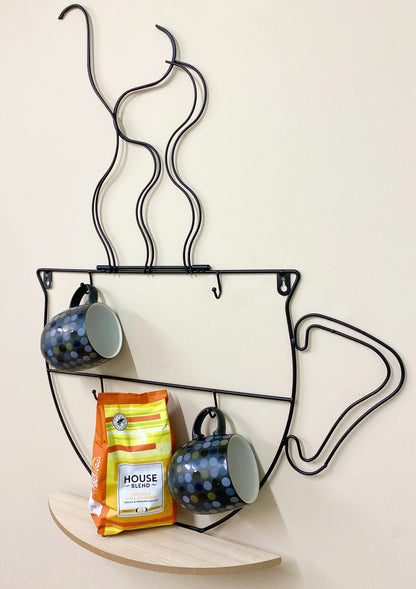 Wall Mounted Wire Cup Hanger Wall Shelf