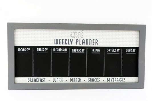 Bistro Cafe Wooden Grey Chalkboard Week Planner 67cm