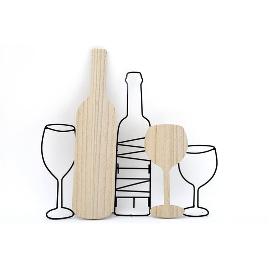 Wine Bottle & Glasses Wall Decoration 42cm