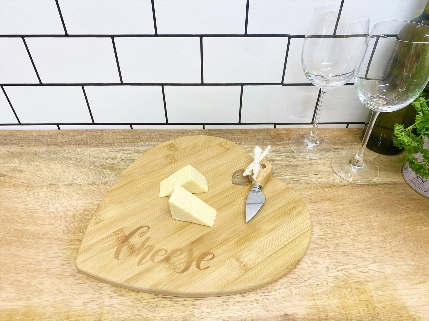 Heart Shaped Cheese Board with Knife