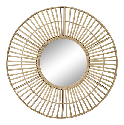 Circular Natural Rattan Effect Mirror 70cm