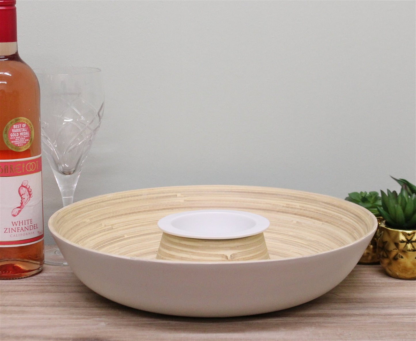 Natural Interiors Bamboo Chip & Dip Dish