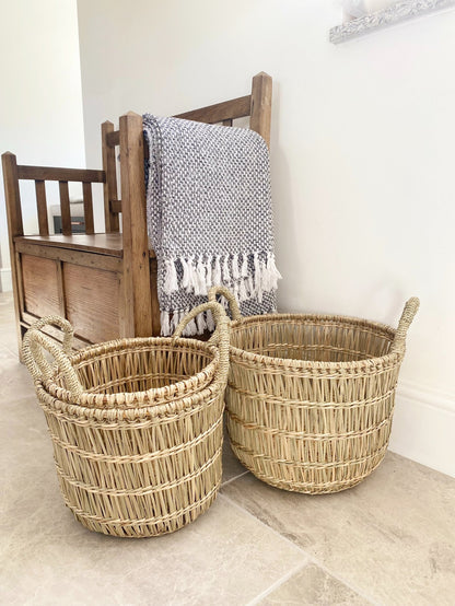 Set of Three Dried Seagrass Baskets