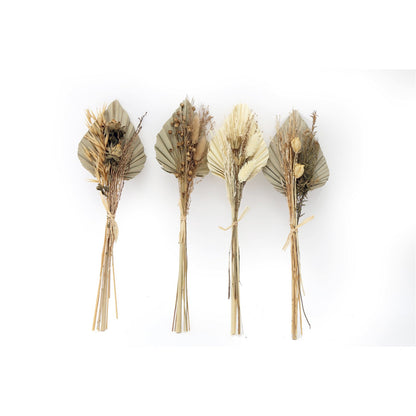 Set of Four Bouquets of Dried Grasses with Palm Spear