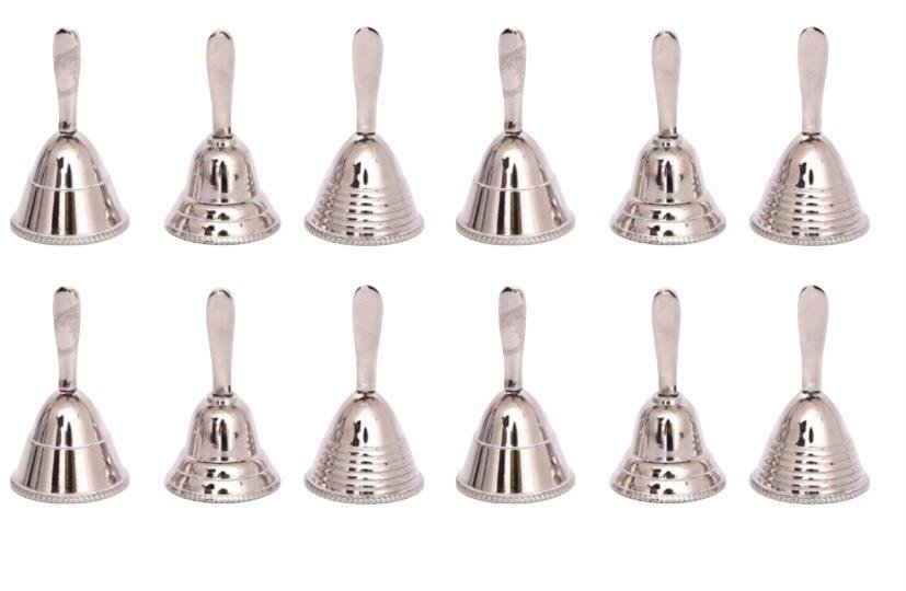 Case of 12 Silver Metal Hand Bells