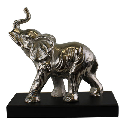 Ornamental Silver Metal Elephant on Plinth