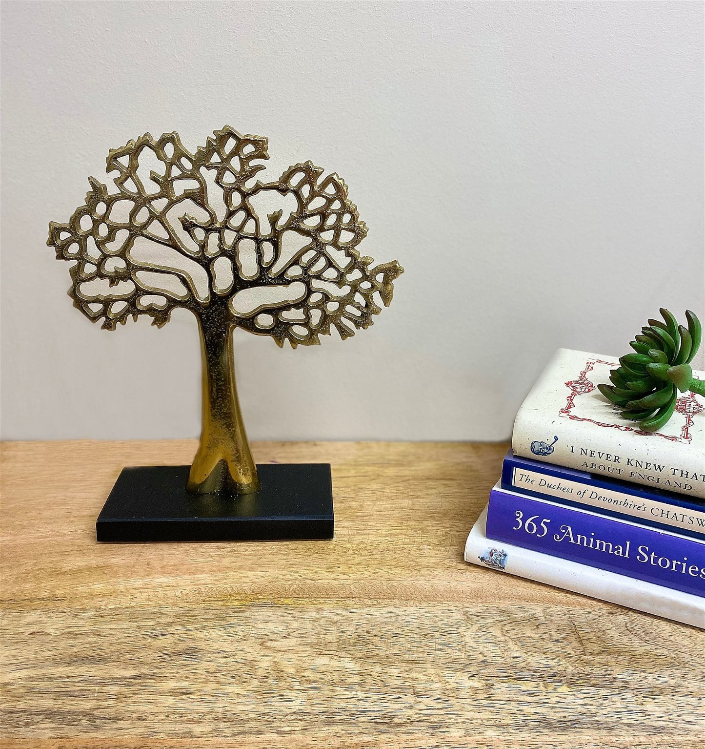 Small Antique Gold Tree On Black Base