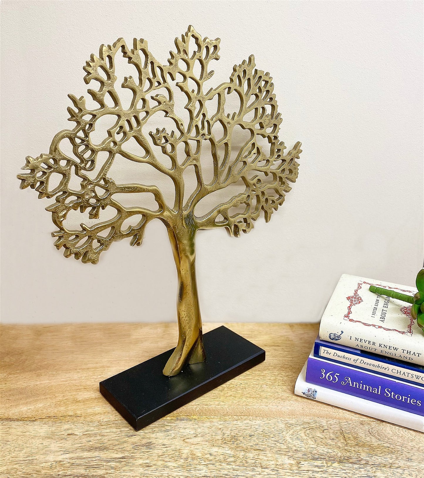 Large Antique Gold Tree On Black Base