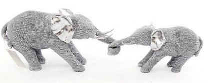 Silver Beaded Elephants Two Piece Mother & Calf