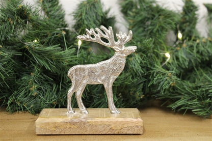 Silver Reindeer On Wood Base