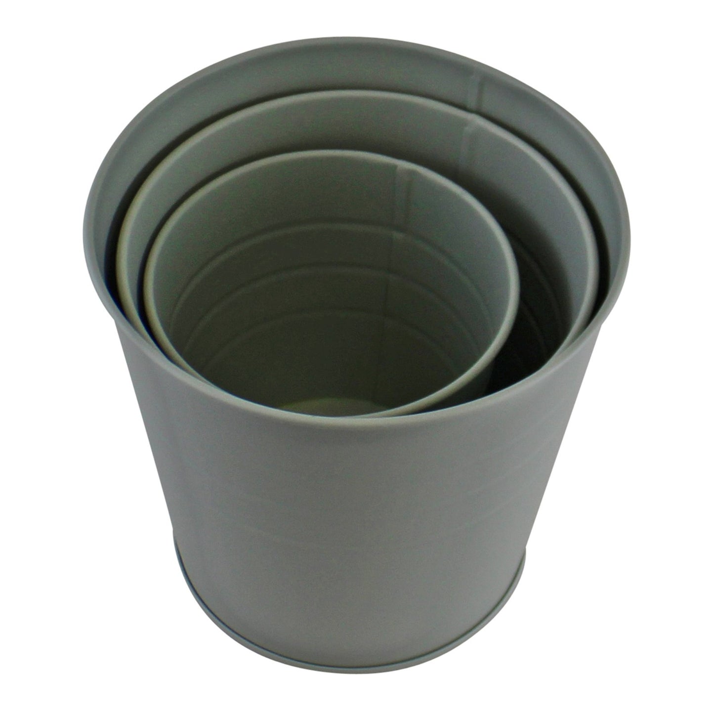 Set of 3 Round Metal Planters, Green