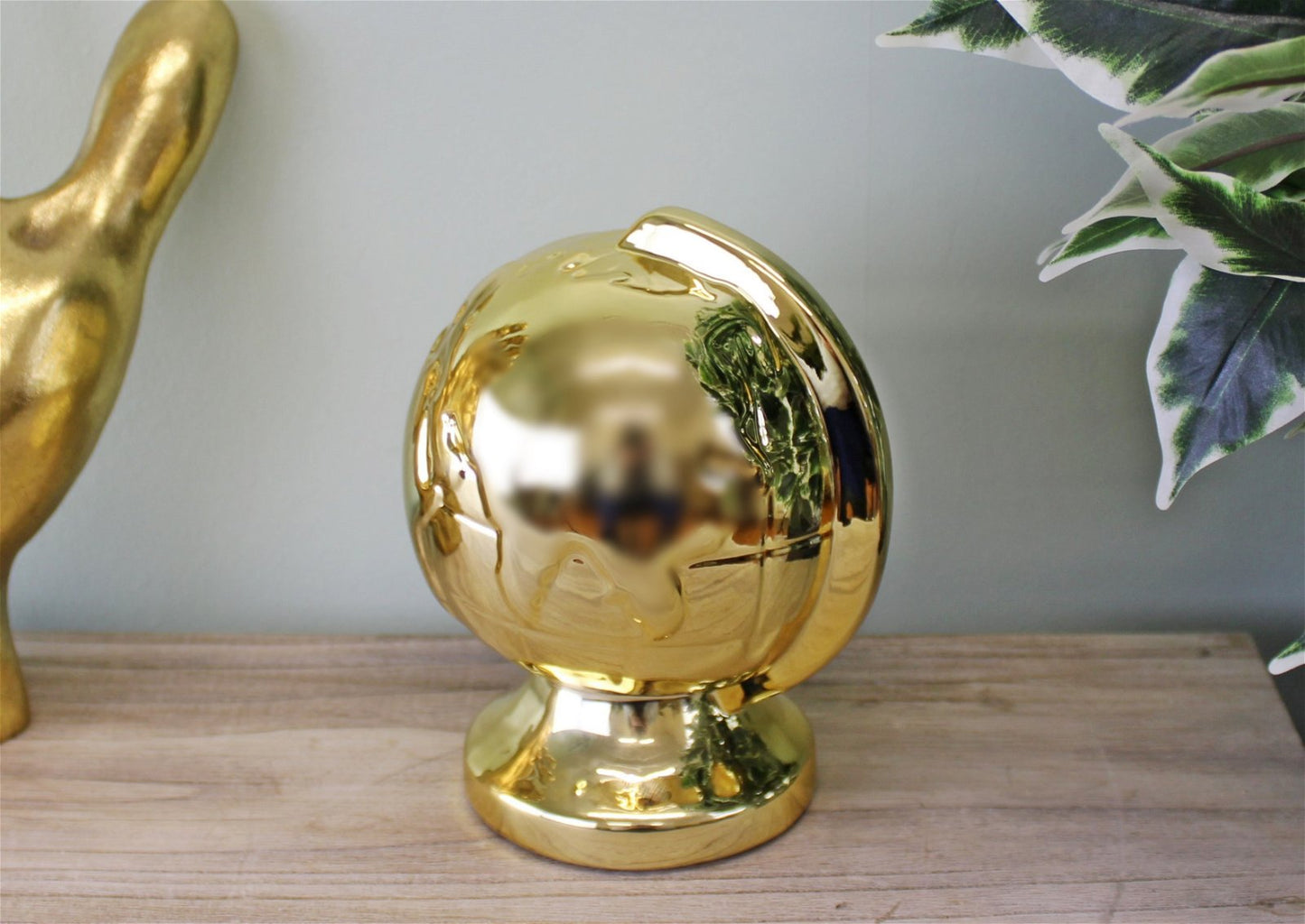 Metallic Gold Ceramic Globe Style Money Box