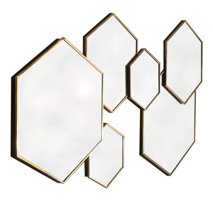 Gold Framed Multi Mirror - Hexagonal