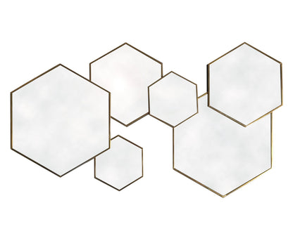 Gold Framed Multi Mirror - Hexagonal