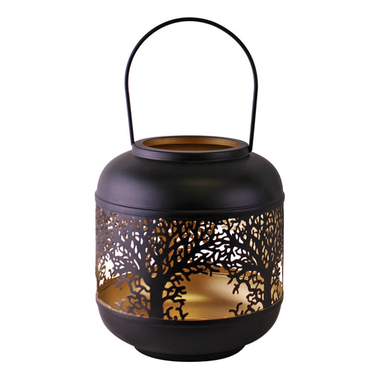 Large Tree Of Life Cutout Design Black Candle Lantern